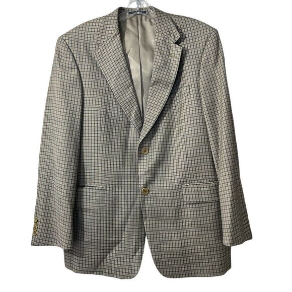Daniel Cremieux blazer Ing Loro Piana 40S 100% wool blue/beige plaid multi. -9 - Picture 2 of 7